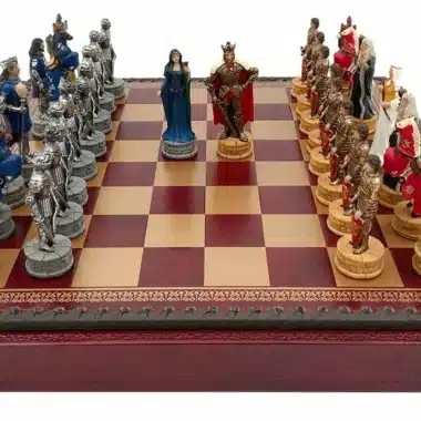 Juego de Ajedrez Figuras Rey Arturo y Tablero de Ajedrez de Símil Piel con Almacenamiento