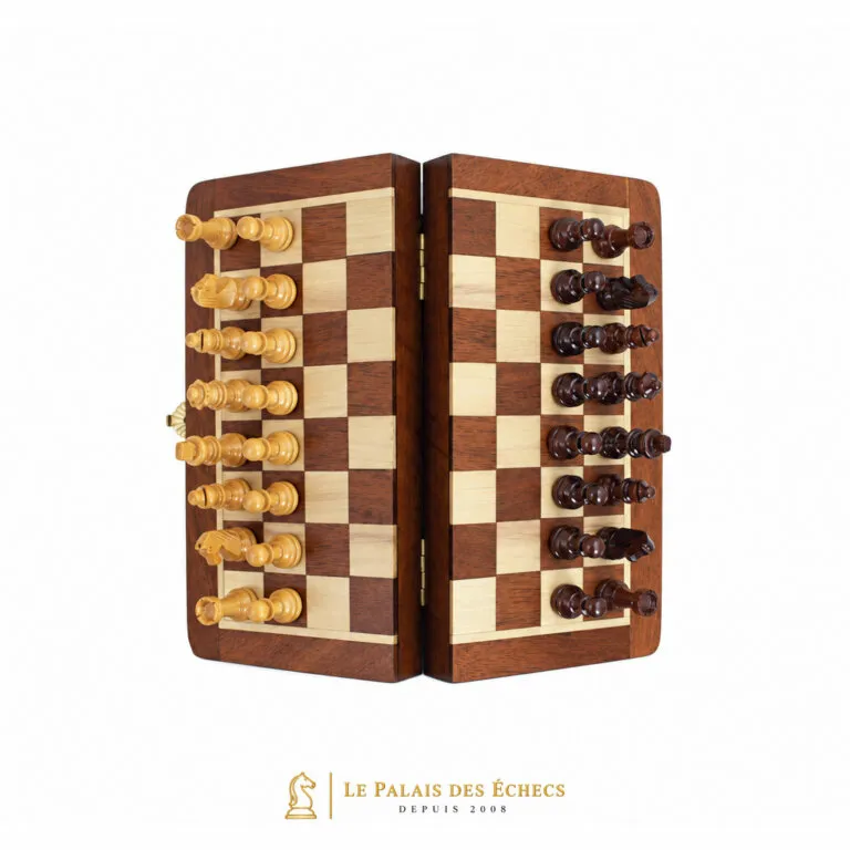Juego de ajedrez magnético Staunton de madera plegado, vista superior