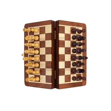 Juego de ajedrez magnético Staunton de madera plegado, vista superior