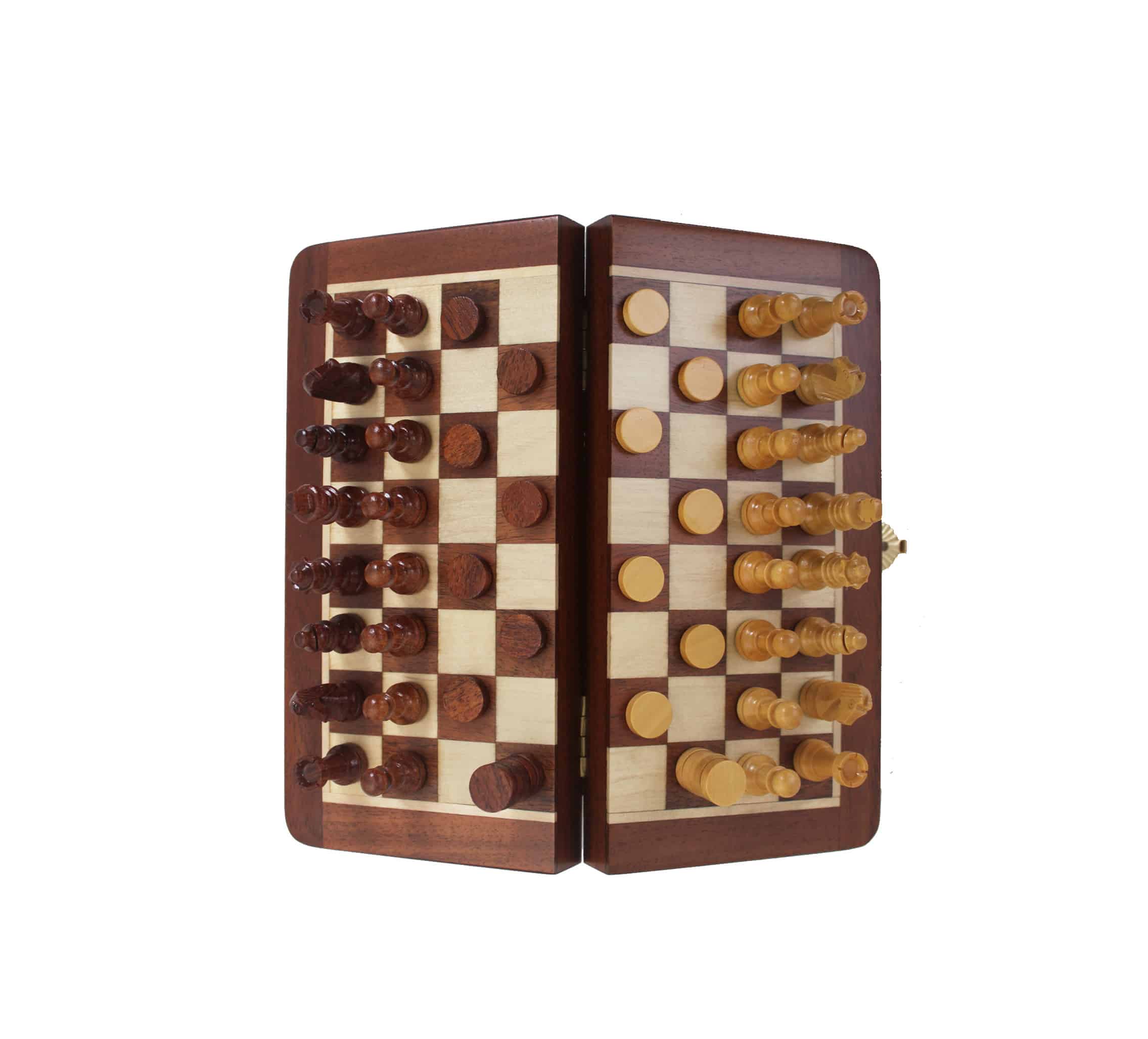 Juego de Ajedrez y Damas de Madera y Magnético - 4 Dimensiones