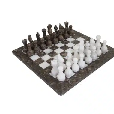 Juego de Ajedrez en Mármol Gris y Blanco 30x30cm