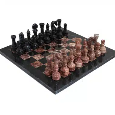 Juego de Ajedrez en Mármol Rosa y Negro