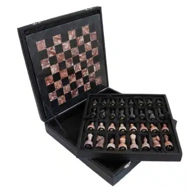 Alternative view of Juego de Ajedrez en Mármol Rosa y Negro