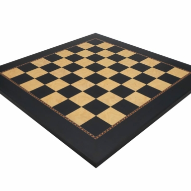 Gran Tablero de Ajedrez Juego de la Dama en Madera de Álamo Tinte Negro y Raíz de Fresno