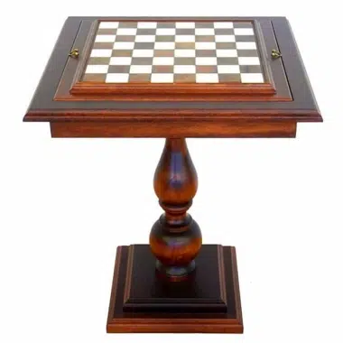 Mesa de ajedrez con pedestal vista de frente, tablero vacío