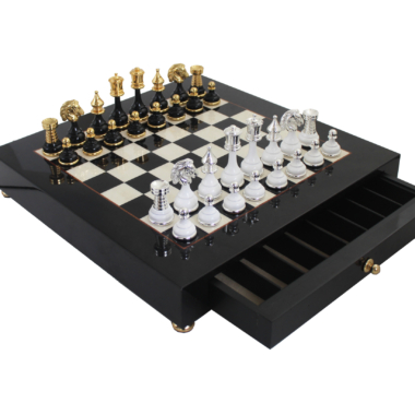 Alternative view of Tablero de Ajedrez en Madera Negra y Blanca y Piezas de Ajedrez en Latón y Madera Negra y Blanca