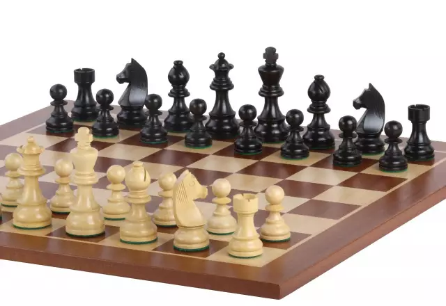 Jeu d'Échecs de Tournoi en Acajou et Ébène Chevalier Allemand