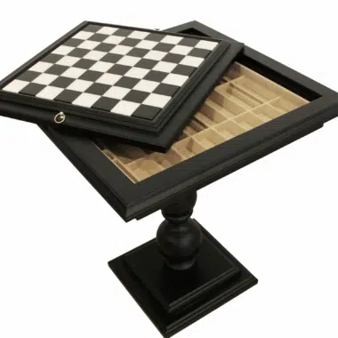 Alternative view of Mesa de Ajedrez de Madera de Tilo Negro y Tablero de Juego de Mármol de Carrara
