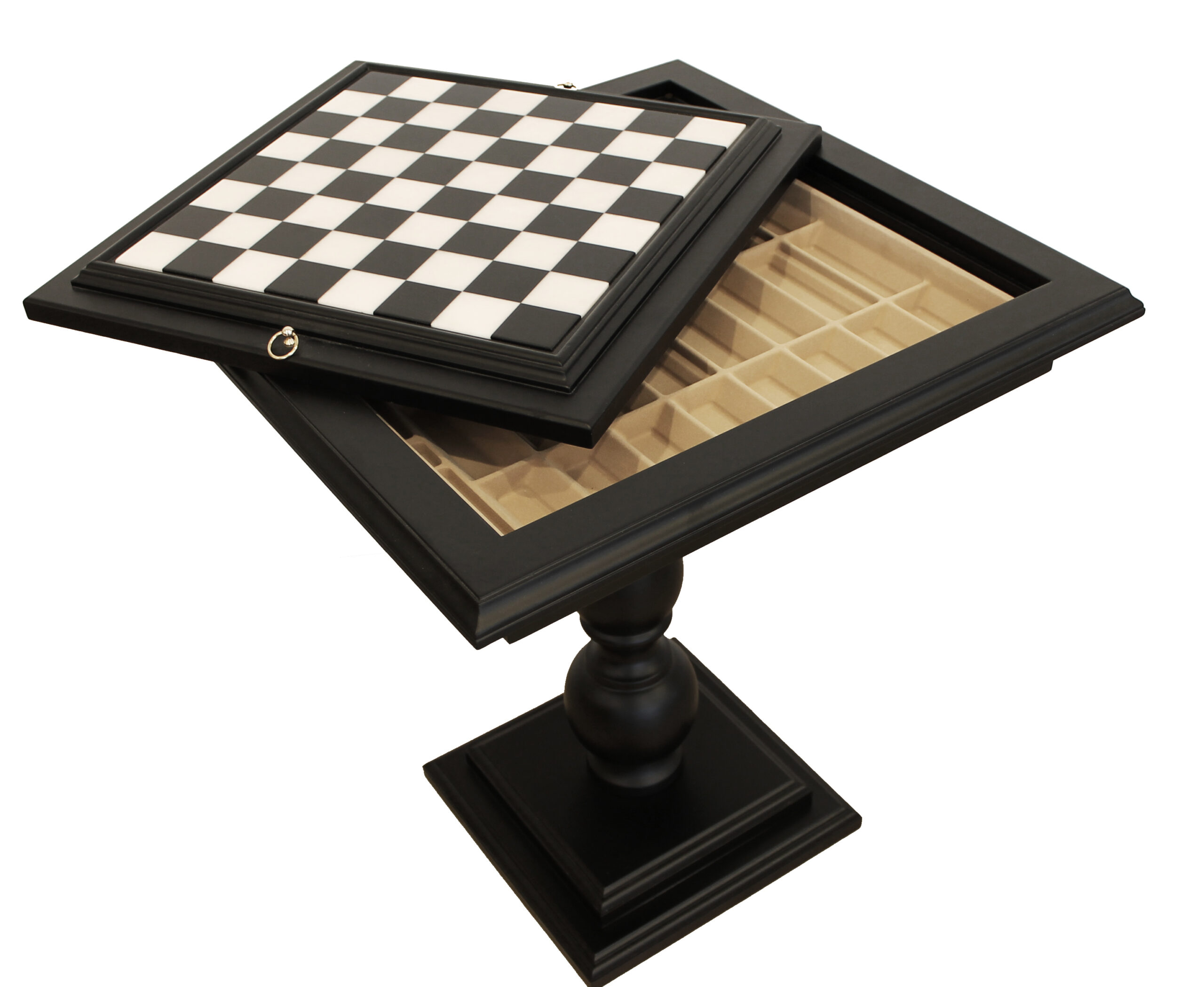 Mesa de Ajedrez de Madera de Tilo Negro y Tablero de Juego de Mármol de Carrara - Imagen 2