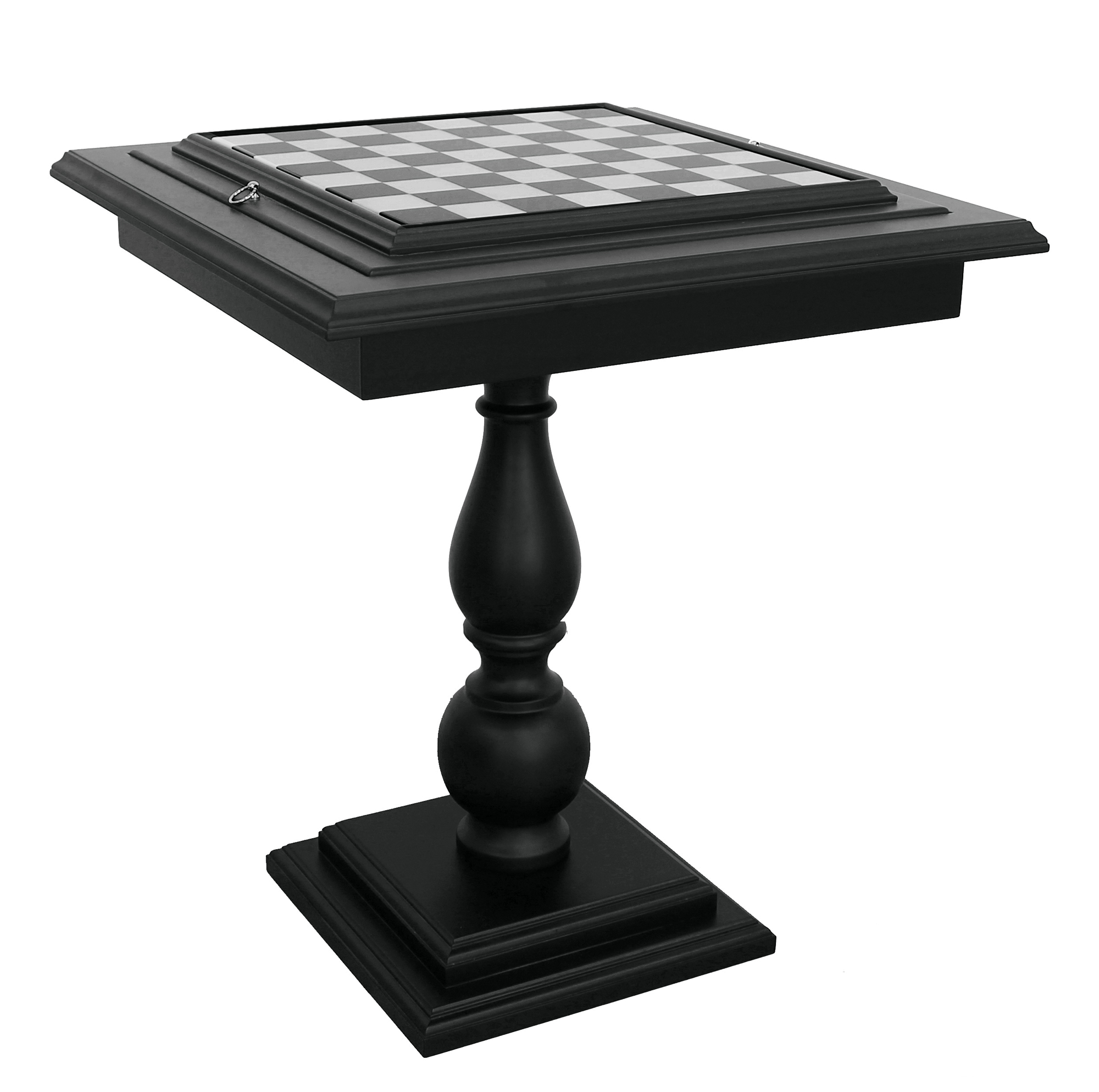 Mesa de Ajedrez de Madera de Tilo Negro y Tablero de Juego de Mármol de Carrara