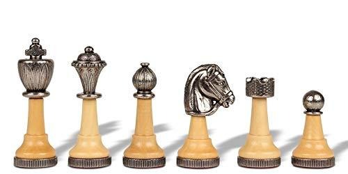 Conjunto de Ajedrez en Metal y Madera Maciza y Tablero de Ajedrez en Nogal y Arce - Imagen 4