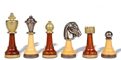 Conjunto de Ajedrez en Metal y Madera Maciza y Tablero de Ajedrez en Nogal y Arce - Imagen 2