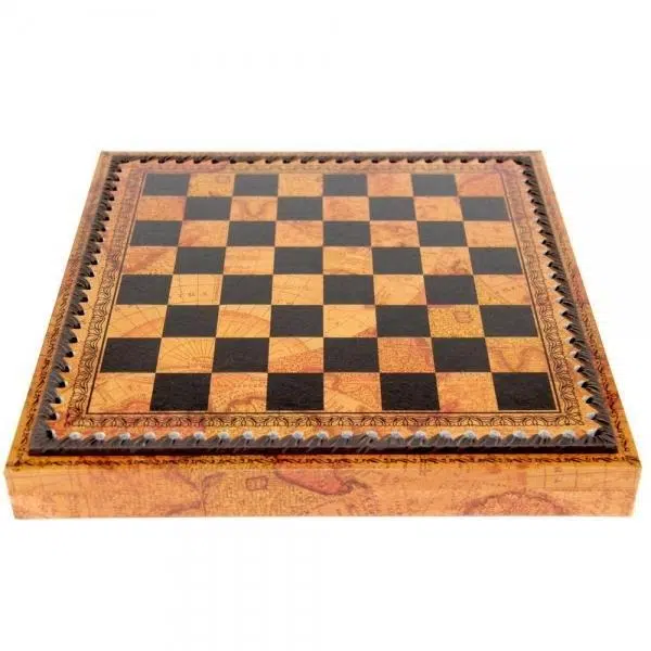 Conjunto de Juego de Ajedrez en Resina Pintada a Mano Las Cruzadas y Tablero en Similicuir con Almacenamiento - Imagen 6