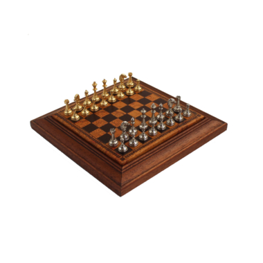 Ensemble Jeu d'Échecs Magnétique en Métal et Échiquier en Bois avec Rangement