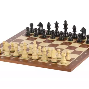 Ensemble Échiquier Alphanumérique et Jeu d'Échecs Chevalier Allemand en Bois de Buis