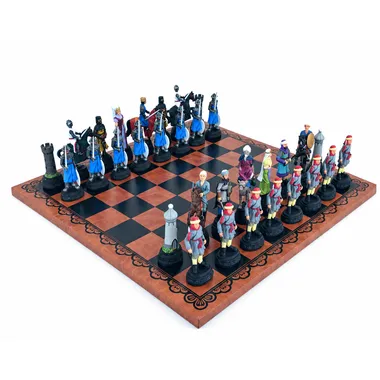 Set de Juego de Ajedrez Cruzados VS Sarracenos y Tablero de Ajedrez en Cuero Sintético