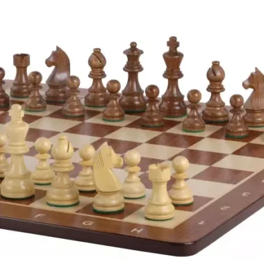 Ensemble Jeu d'Échecs de Tournoi en Bois d'Acacia et Buis Staunton et Echiquier Alphanumérique