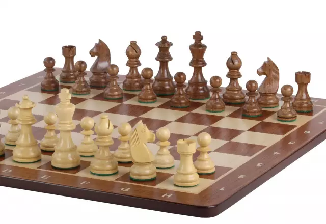 Ensemble Jeu d'Échecs de Tournoi en Bois d'Acacia et Buis Staunton et Echiquier Alphanumérique