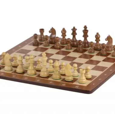 Ensemble Jeu d'Échecs de Tournoi en Bois d'Acacia et Buis Staunton et Echiquier Alphanumérique