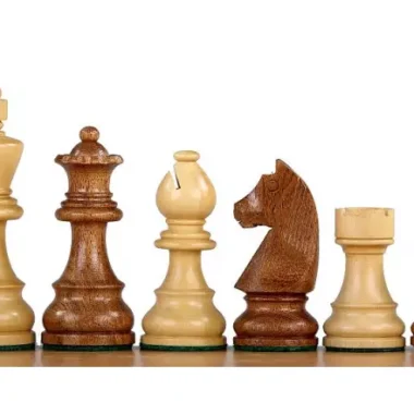 Ensemble Jeu d'Échecs de Tournoi en Bois d'Acacia et Buis Staunton et Echiquier Alphanumérique