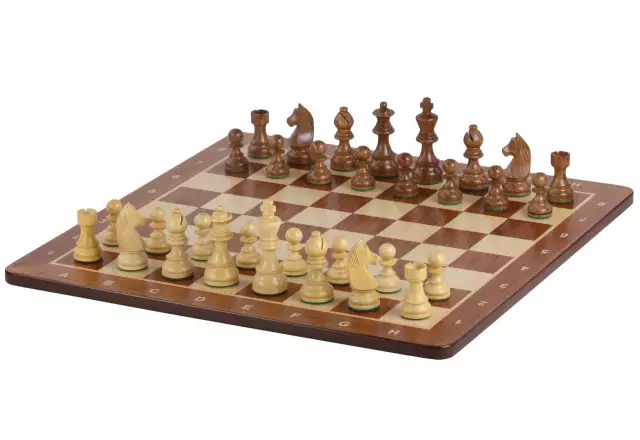 Ensemble Jeu d'Échecs de Tournoi en Bois d'Acacia et Buis Staunton et Echiquier Alphanumérique