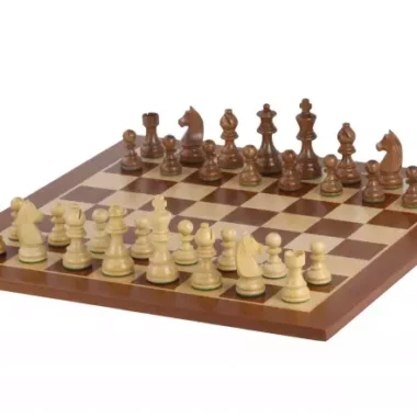 Ensemble Jeu d'Échecs de Tournoi en Bois de Buis et Acacia et Échiquier en Bois d'Érable et Acajou