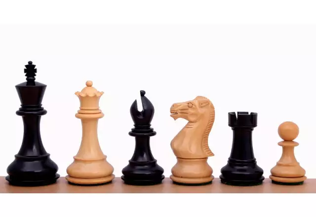 Pièces d'Échecs Stylé Étalon Anglais en Bois de Buis et Ébonisé