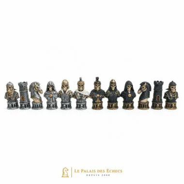 Set de Juego de Ajedrez Busto Esqueleto en Resina y Tablero de Ajedrez con Compartimentos