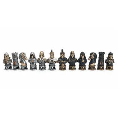 Set de Juego de Ajedrez Busto Esqueleto en Resina y Tablero de Ajedrez con Compartimentos