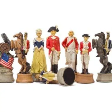 Piezas de ajedrez de resina Guerra de Independencia, bando americano completo