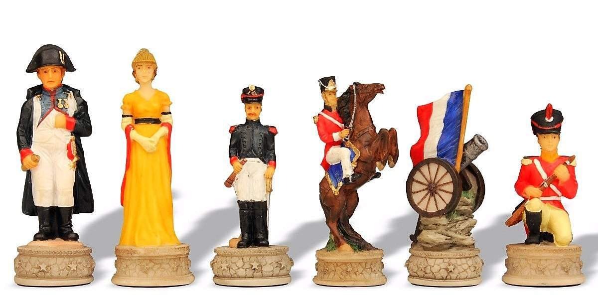 Conjunto Juego de Ajedrez Batalla de Waterloo y Tablero de Madera - Imagen 5