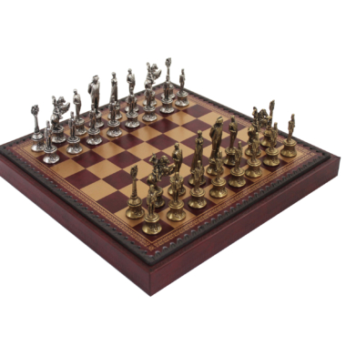 Conjunto de Ajedrez Napoleón y Tablero de Ajedrez en Similcuero con Compartimentos de Almacenamiento