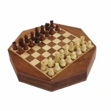 Conjunto de Ajedrez Magnético Octogonal de Madera de Acacia con Cajón de Almacenamiento
