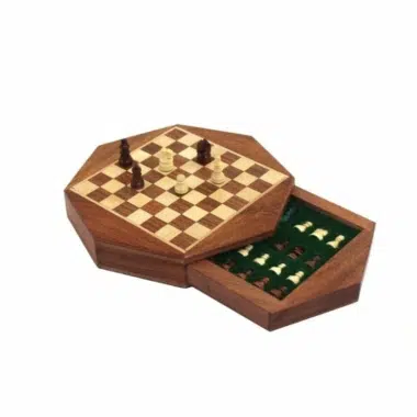 Alternative view of Conjunto de Ajedrez Magnético Octogonal de Madera de Acacia con Cajón de Almacenamiento