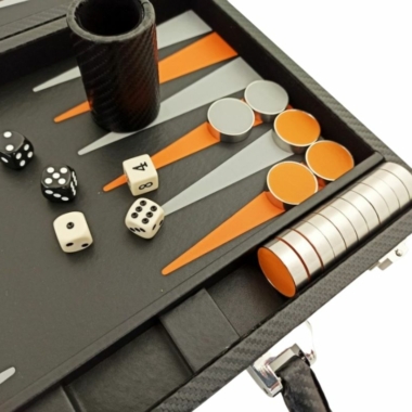 Alternative view of Conjunto de Backgammon Plegable en Similicuir Negro y Naranja