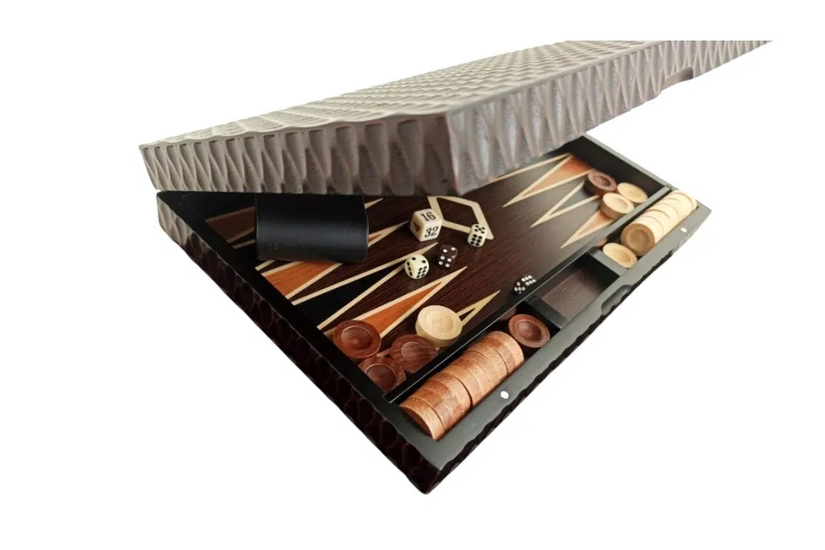 Conjunto de Backgammon Esculpido en Madera - Imagen 2