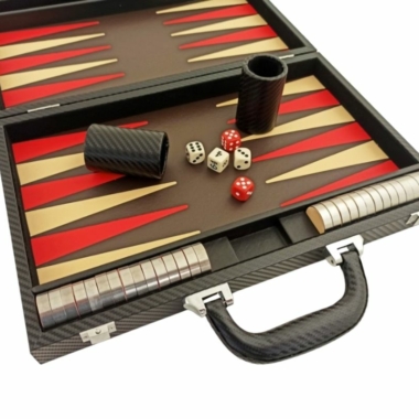 Alternative view of Conjunto de Backgammon Plegable en Similicuir Negro y Rojo