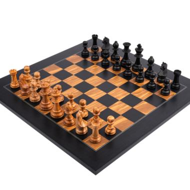 Piezas de Ajedrez de Madera de Olivo y de Buxo y Tablero de Ajedrez de Madera de Olivo y de Tulipero Negro con Caja de Almacenamiento