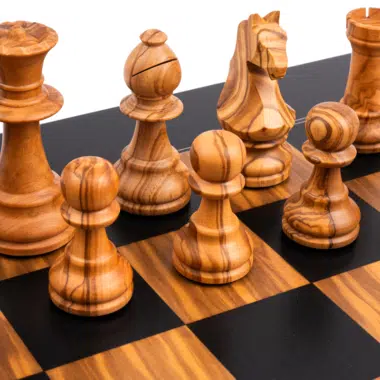 Piezas de Ajedrez de Madera de Olivo y de Boj y Tablero de Ajedrez de Madera de Olivo y de Tulipero Negro con Caja de Almacenamiento - Imagen 6