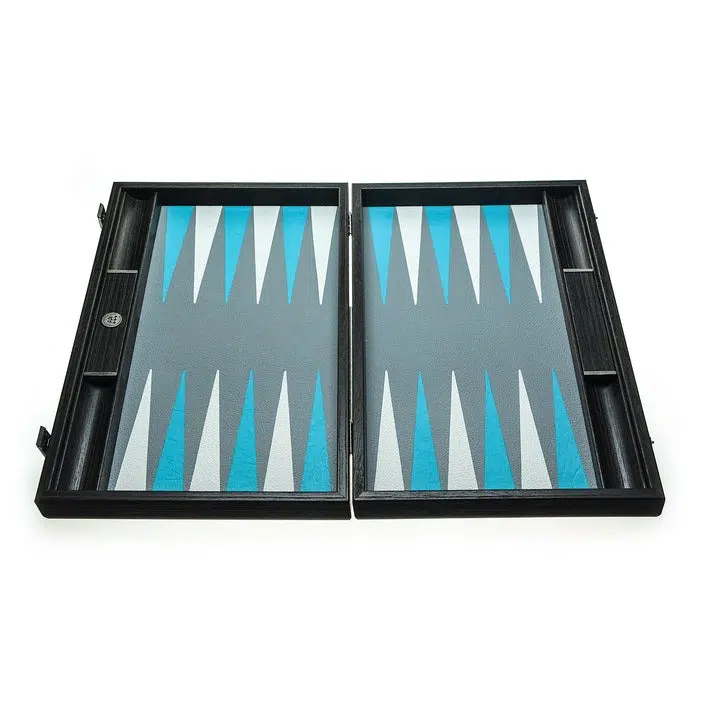 Set de Backgammon Minimaliste Bleu Turquoise avec Racks Latéraux - Qualité Premium
