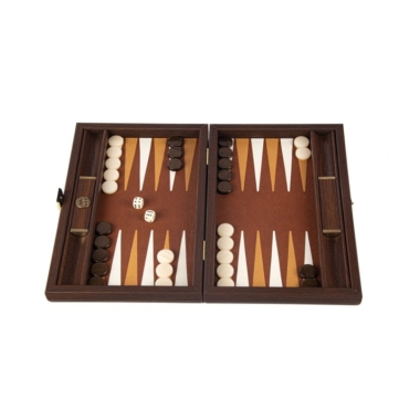 Backgammon de Voyage en Paille Tressée Marron Foncé – Format Compact

