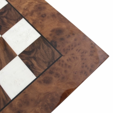 Ensemble de Jeu d'Échecs de Luxe - Pièces en Laiton Massif Plaqué Or/Argent & Échiquier en Bois d'Orme Bruyère Laqué