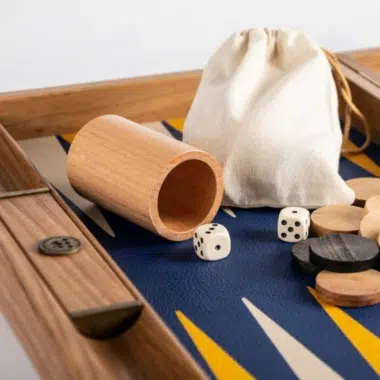Backgammon de Cuero Ecológico Azul Real - Set de Backgammon Formato Grande