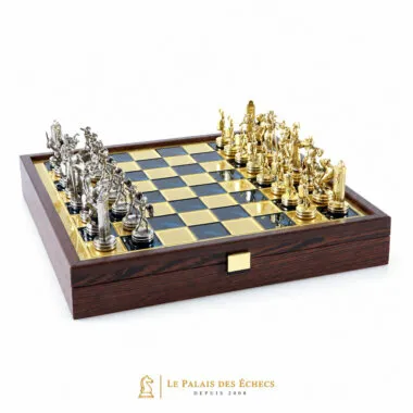 Juego de ajedrez mitología griega, vista general con caja de madera