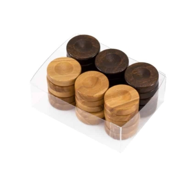Alternative view of Fichas de Backgammon de Madera de Olivo - Set de 30 Piezas Disponibles en 3 Tamaños (20 mm, 26 mm, 36 mm) - Colores Marrón y Marrón Oscuro