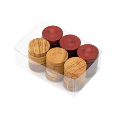 Alternative view of Fichas de Backgammon de Madera de Olivo - Conjunto de 30 piezas de Madera de Olivo Natural y Roja