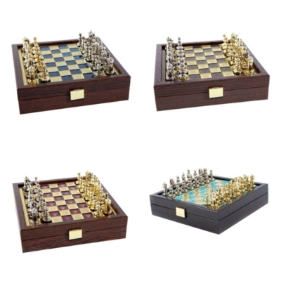 Conjunto de Ajedrez Imperio Bizantino con Caja de Almacenamiento - Oro y Plata