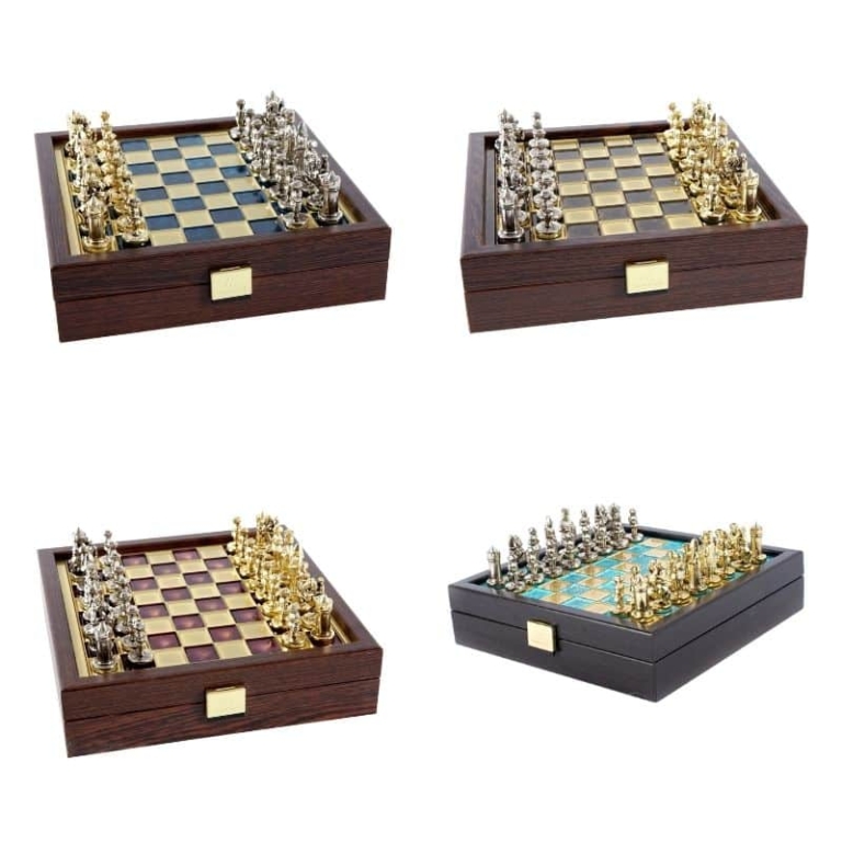 Conjunto de Ajedrez Imperio Bizantino con Caja de Almacenamiento - Oro y Plata