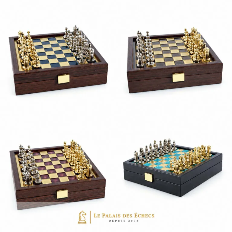 Conjunto de Ajedrez Imperio Bizantino con Caja de Almacenamiento - Oro y Plata