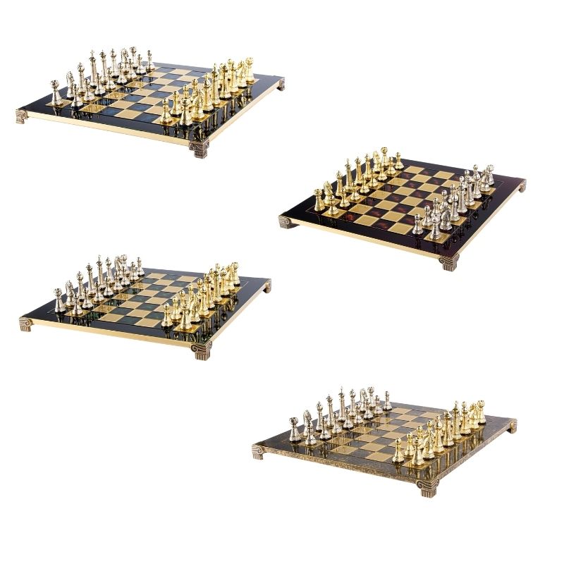 Conjunto de Ajedrez Staunton de Metal con Caja de Almacenamiento